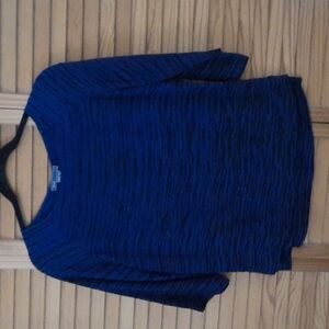 Vince Blue & Black Tiger Print 3/4 Sleeve 100% Silk Tunic Size XXS